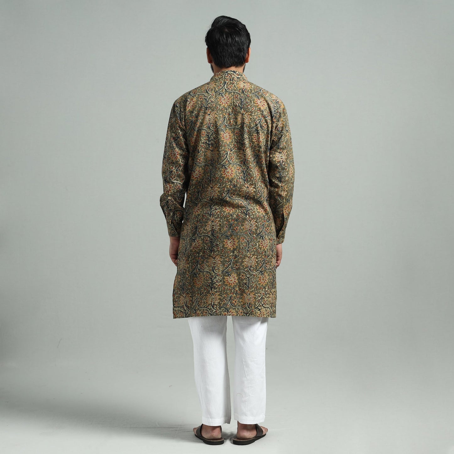 Buy Kalamkari Block Printed Cotton Men Long Kurta Online at iTokri.com