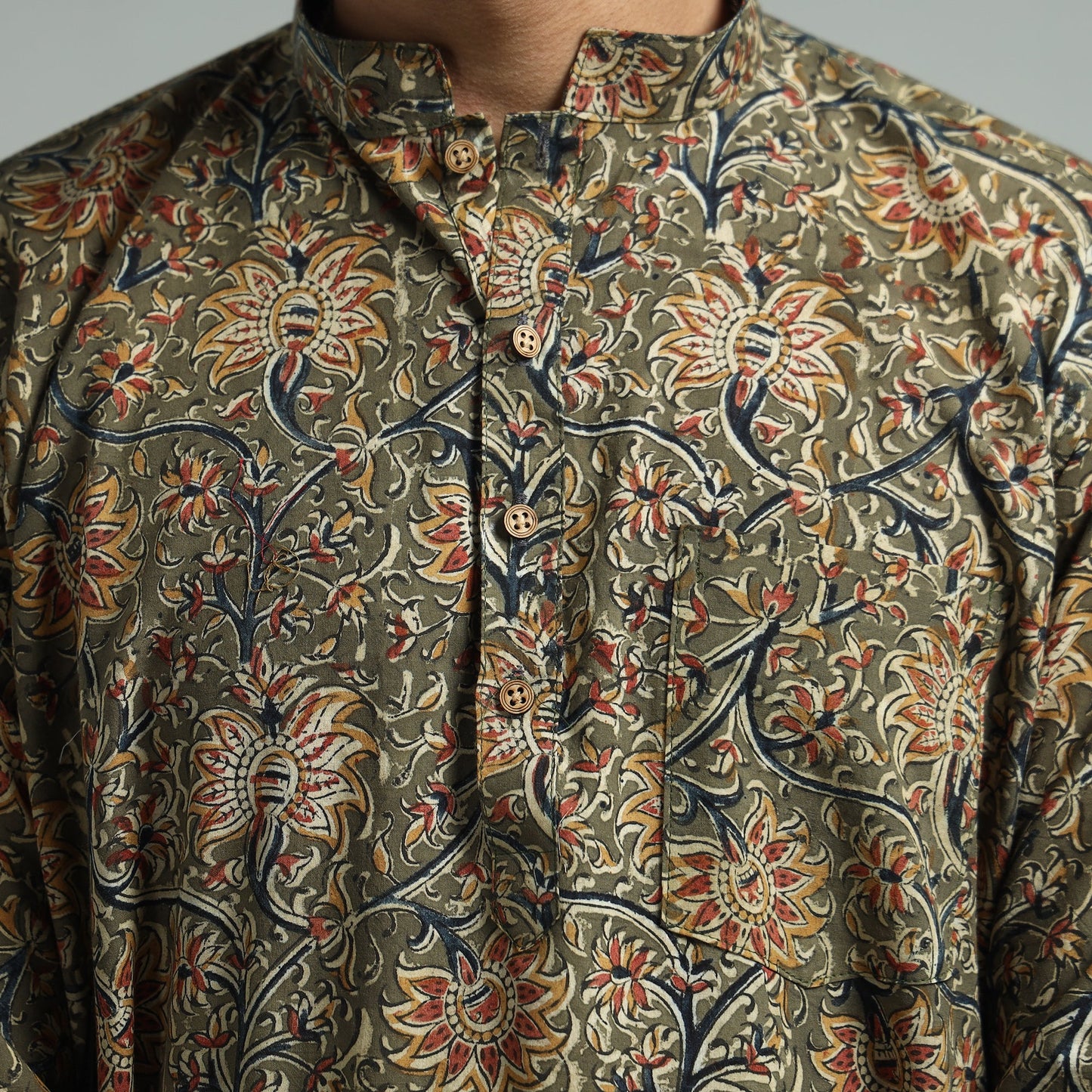 Buy Kalamkari Block Printed Cotton Men Long Kurta Online at iTokri.com