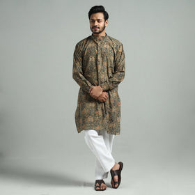 Buy Kalamkari Block Printed Cotton Men Long Kurta Online at iTokri.com