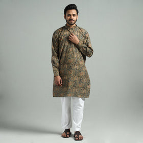 Buy Kalamkari Block Printed Cotton Men Long Kurta Online at iTokri.com