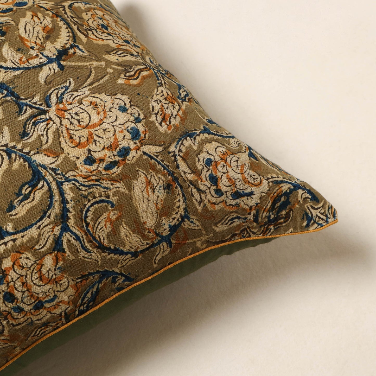 Green - kalamkari cotton cushion cover 49 - handcrafted