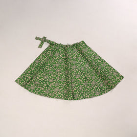 Green - kalamkari cotton wrap around skirt 07 - handcrafted