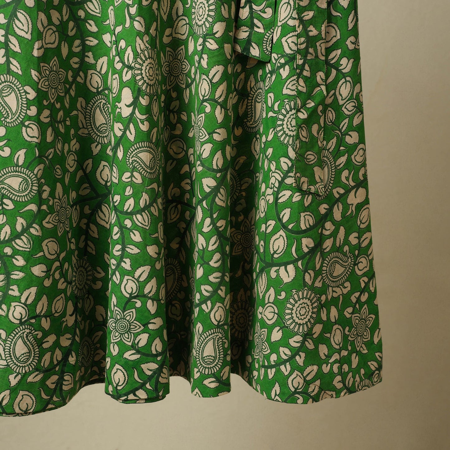 Green - kalamkari cotton wrap around skirt 07 - handcrafted