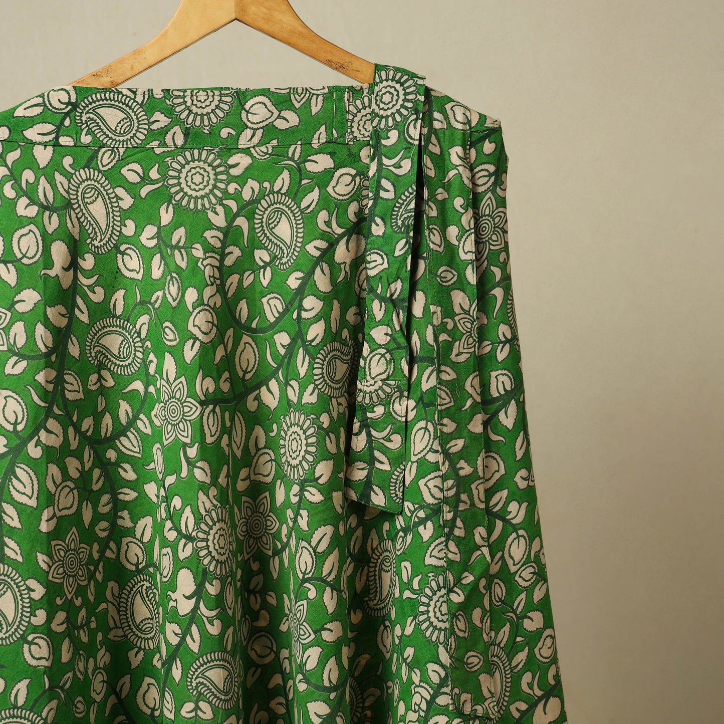 Green - kalamkari cotton wrap around skirt 07 - handcrafted