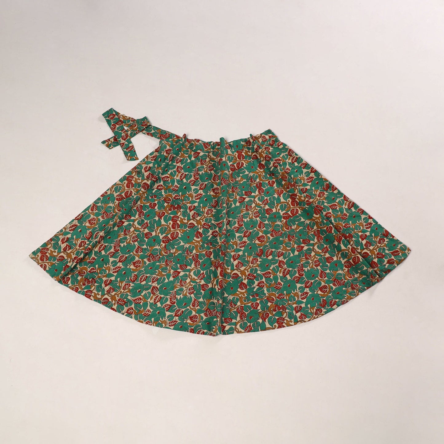 Green - kalamkari cotton wrap around skirt 11 - handcrafted