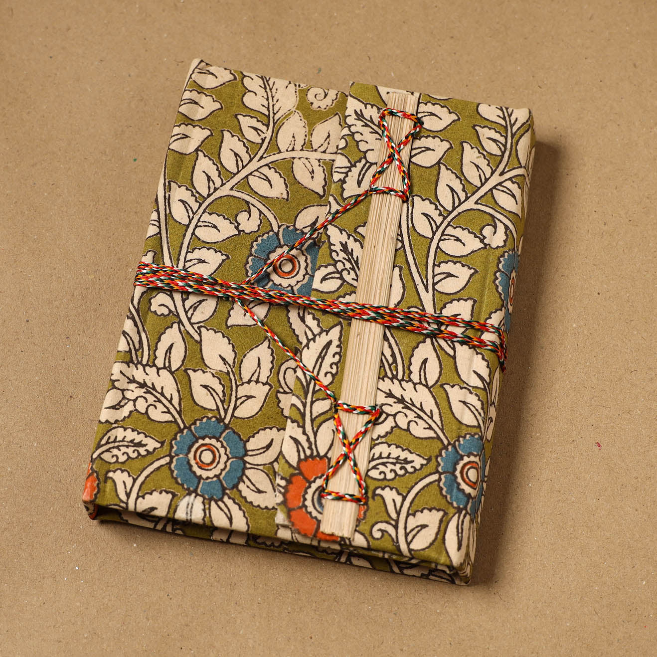Kalamkari fabric cover handmade paper notebook with thread
