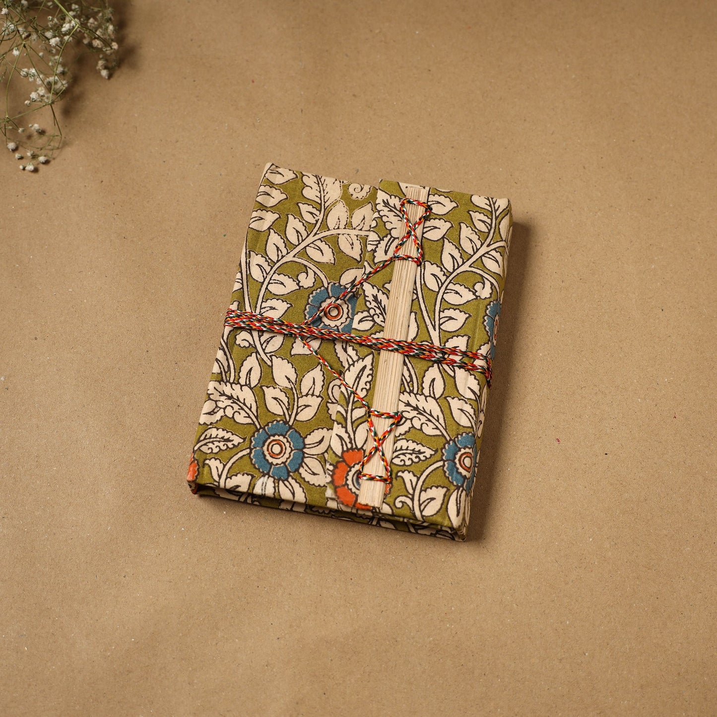 Kalamkari fabric cover handmade paper notebook with thread