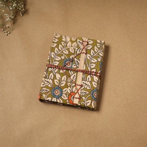 Kalamkari fabric cover handmade paper notebook with thread