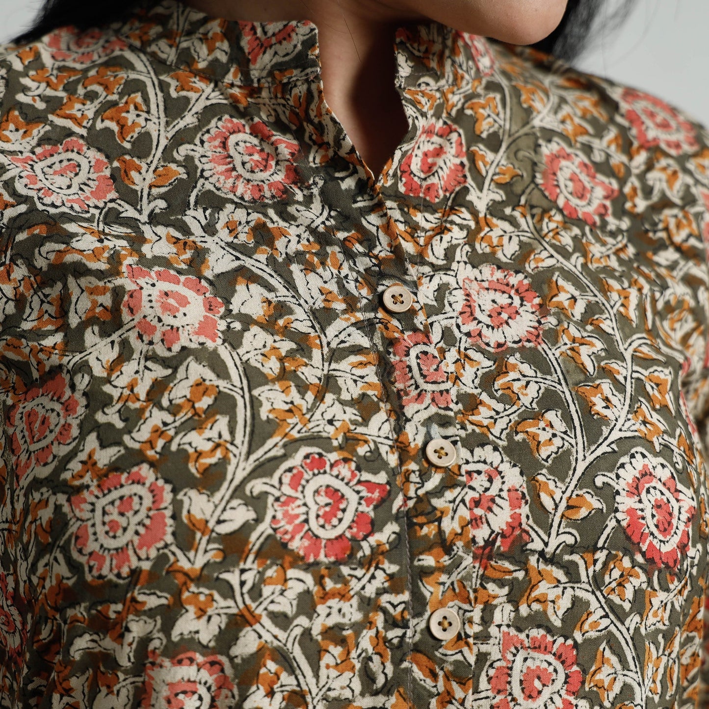 Buy Kalamkari Hand Block Printed Cotton Long Kurta For Women