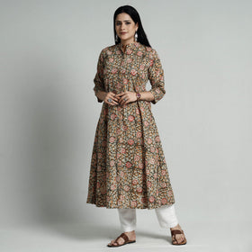 Buy Kalamkari Hand Block Printed Cotton Long Kurta For Women