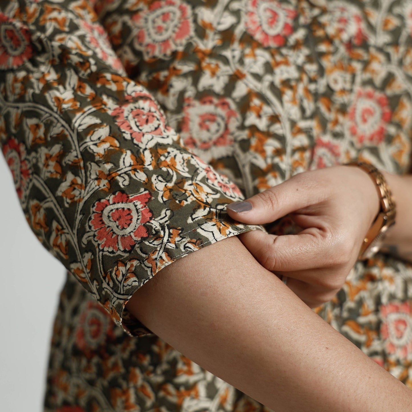Buy Kalamkari Hand Block Printed Cotton Long Kurta For Women