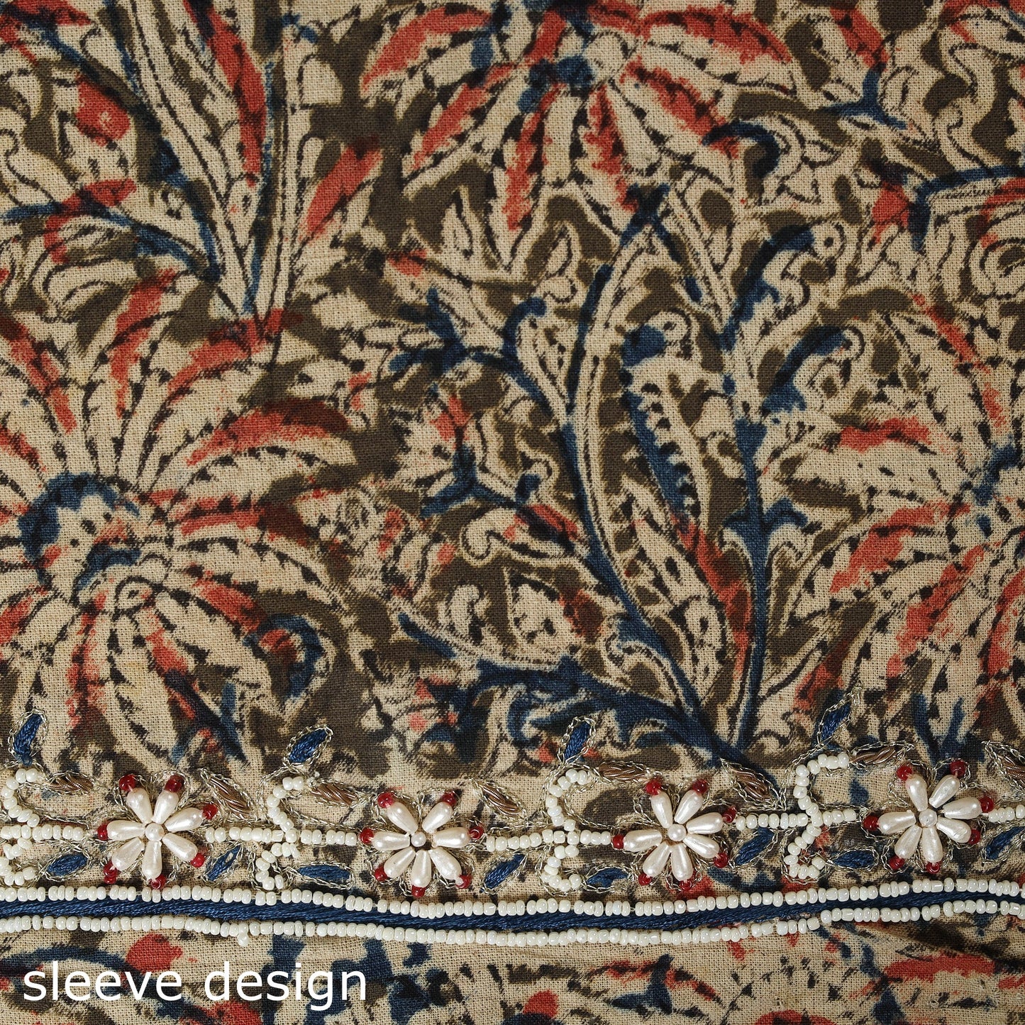 Green - kalamkari hand embroidery cotton blouse piece 20