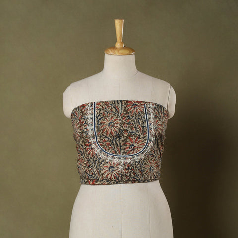 Green - kalamkari hand embroidery cotton blouse piece 20