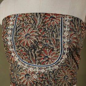 Green - kalamkari hand embroidery cotton blouse piece 20