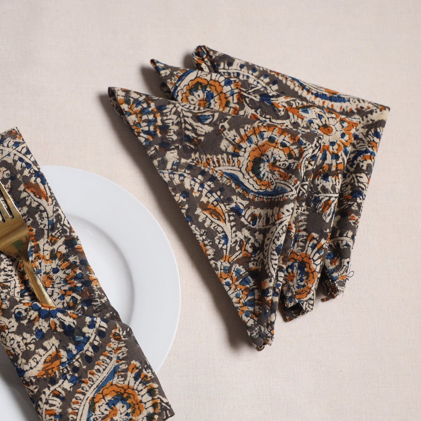 Kalamkari hand table napkins (set of 4) 08 - handcrafted