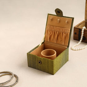 Green Kalamkari Handpainted Ghicha Silk Bangle Box (Small)