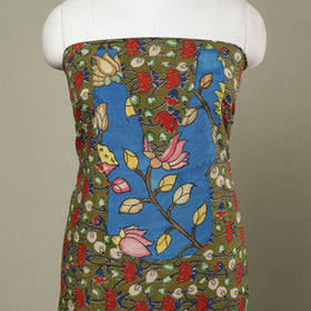 Buy Green Kalamkari Print Patchwork Cotton Kurta Material 