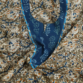 Green Kalamkari Print Patchwork Cotton Kurta Material (3m)