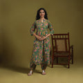 Green - kalamkari printed cotton 2pc kurta set for women 04