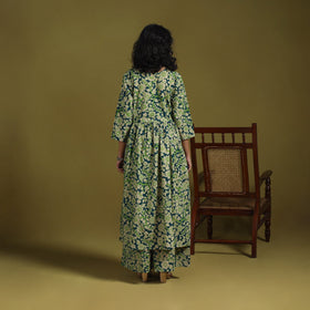 Green - kalamkari printed cotton 2pc kurta set for women 09