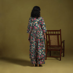 Green - kalamkari printed cotton 2pc kurta set for women 10