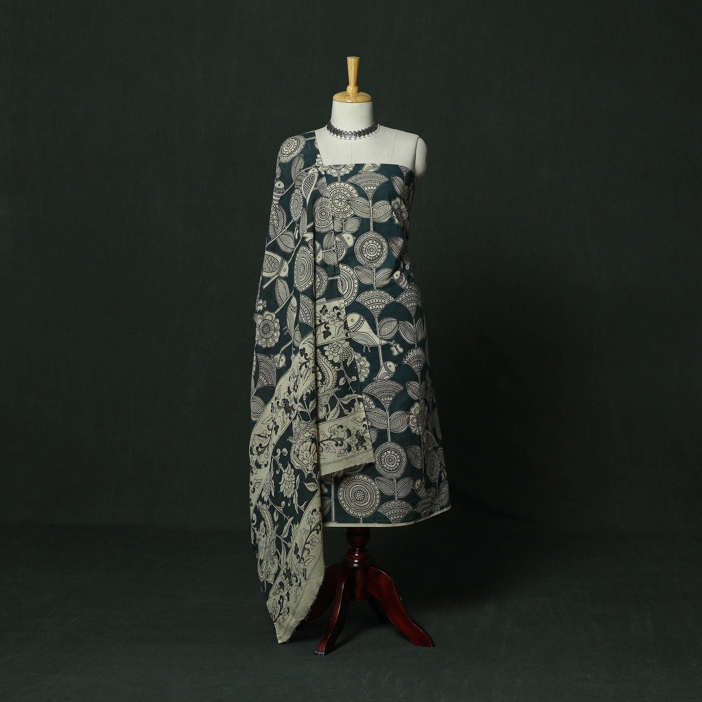 Kalamkari printed cotton 2pc unstitched dress material 09