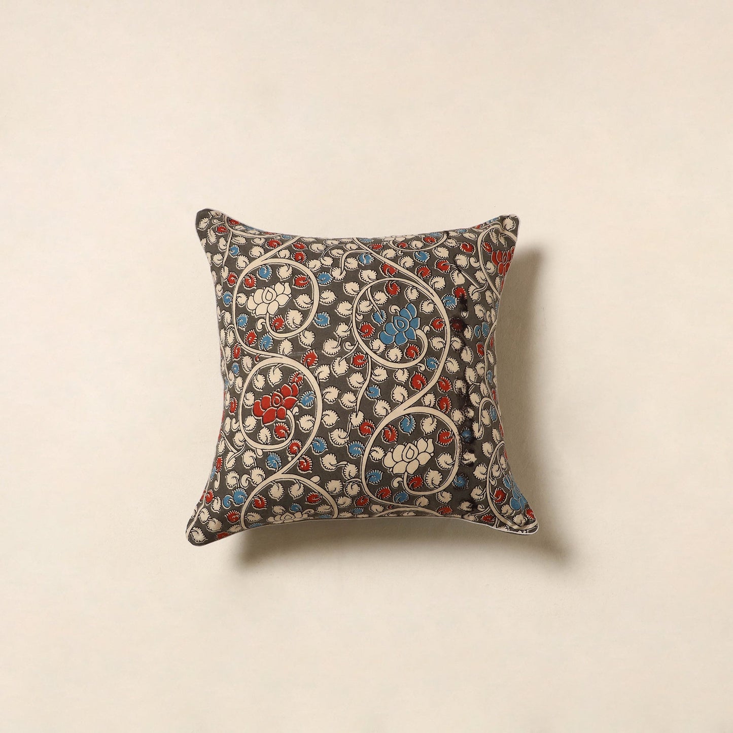Green - kalamkari printed cotton cushion cover 120