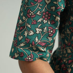  Kalamkari Printed Cotton Flared Gher Dress 