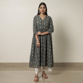  Kalamkari Printed Cotton Flared Kurta For Women