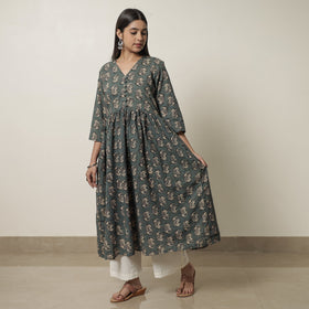  Kalamkari Printed Cotton Flared Kurta For Women