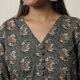  Kalamkari Printed Cotton Flared Kurta For Women