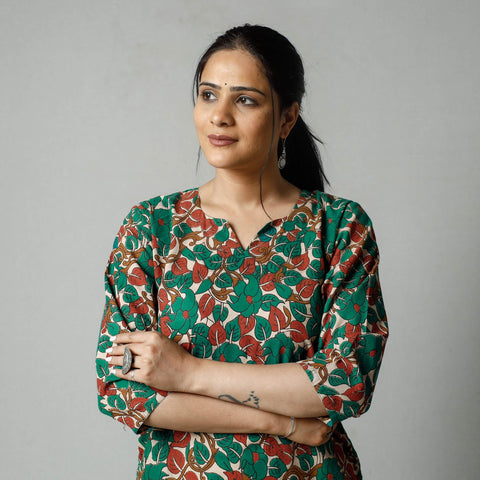  Kalamkari Printed Cotton Kurta For Women