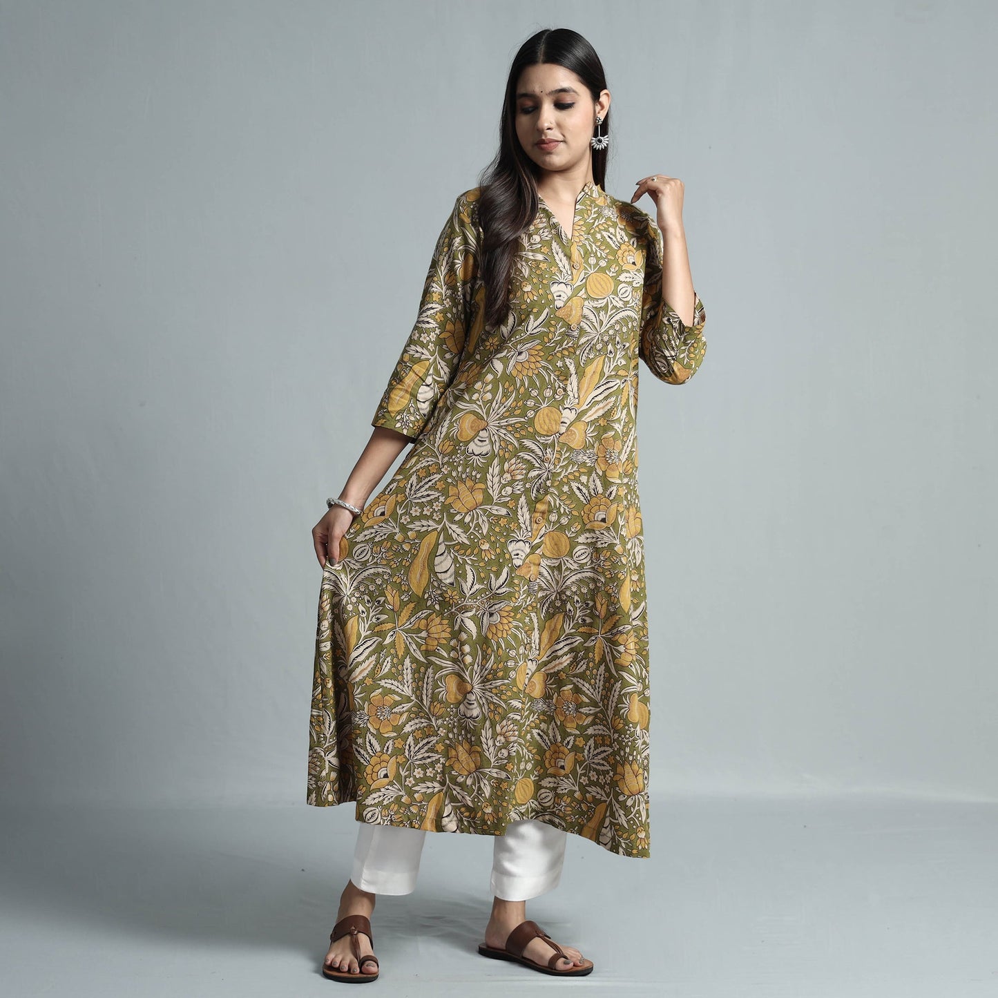  Kalamkari Printed Cotton Kurta For Women