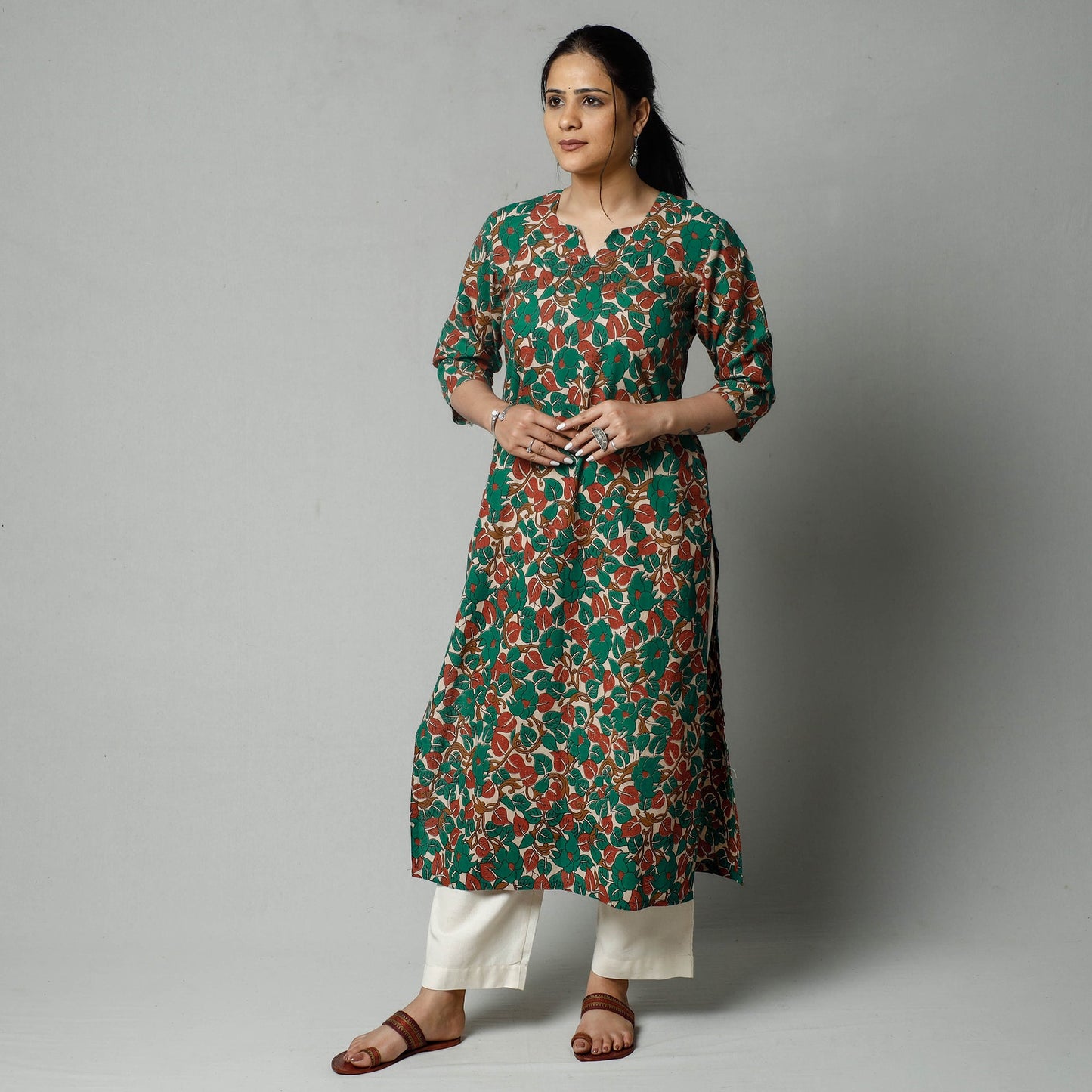  Kalamkari Printed Cotton Kurta For Women