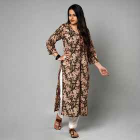  Kalamkari Printed Cotton Long Kurta For Women