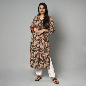  Kalamkari Printed Cotton Long Kurta For Women
