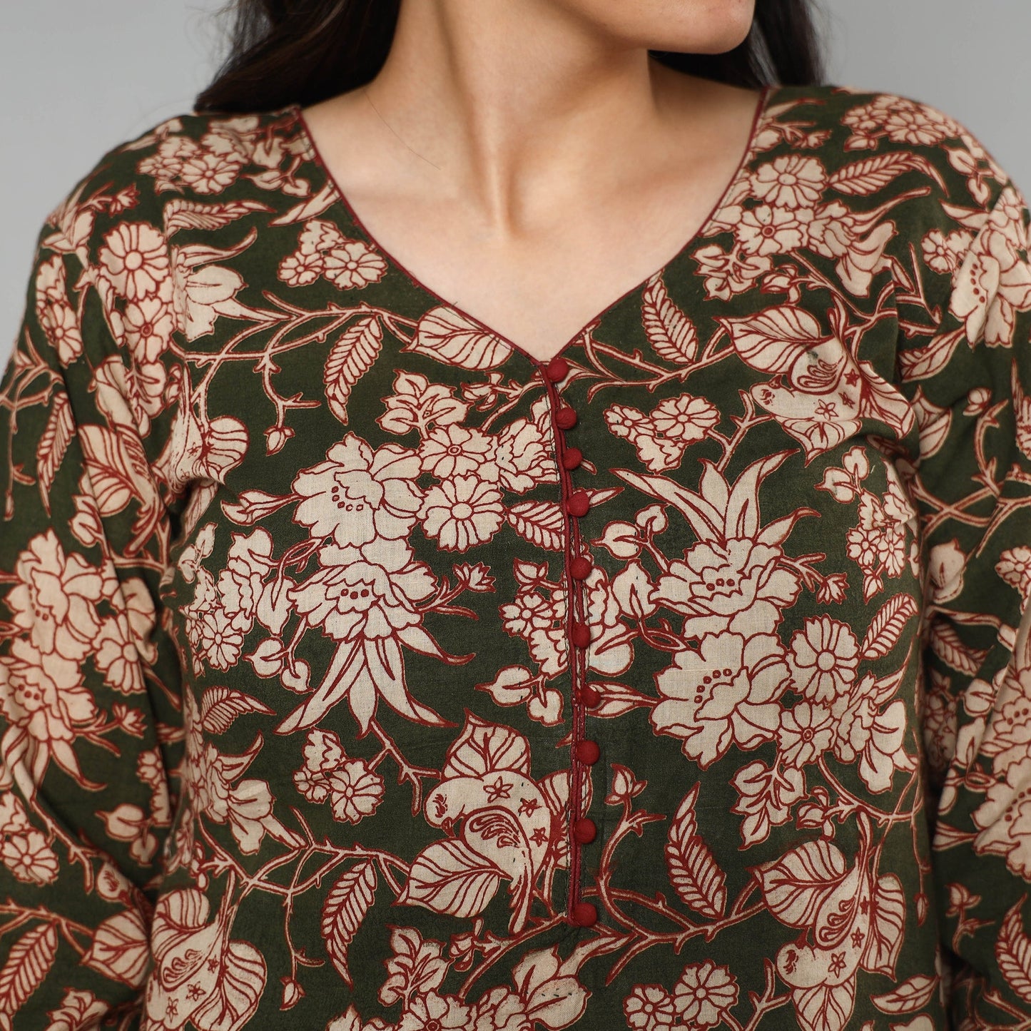  Kalamkari Printed Cotton Long Kurta For Women
