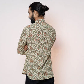 Kalamkari Block Printed Cotton Men Full Sleeve Shirt