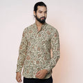 Green - kalamkari printed cotton men full sleeve shirt