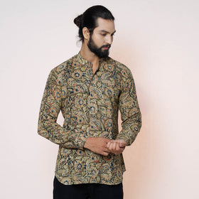 Buy Kalamkari Block Printed Cotton Men Full Sleeve Shirt Online at iTokri.com