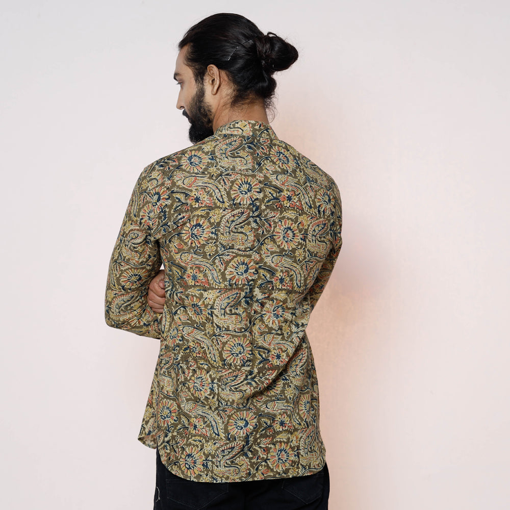 Buy Kalamkari Block Printed Cotton Men Full Sleeve Shirt Online at iTokri.com