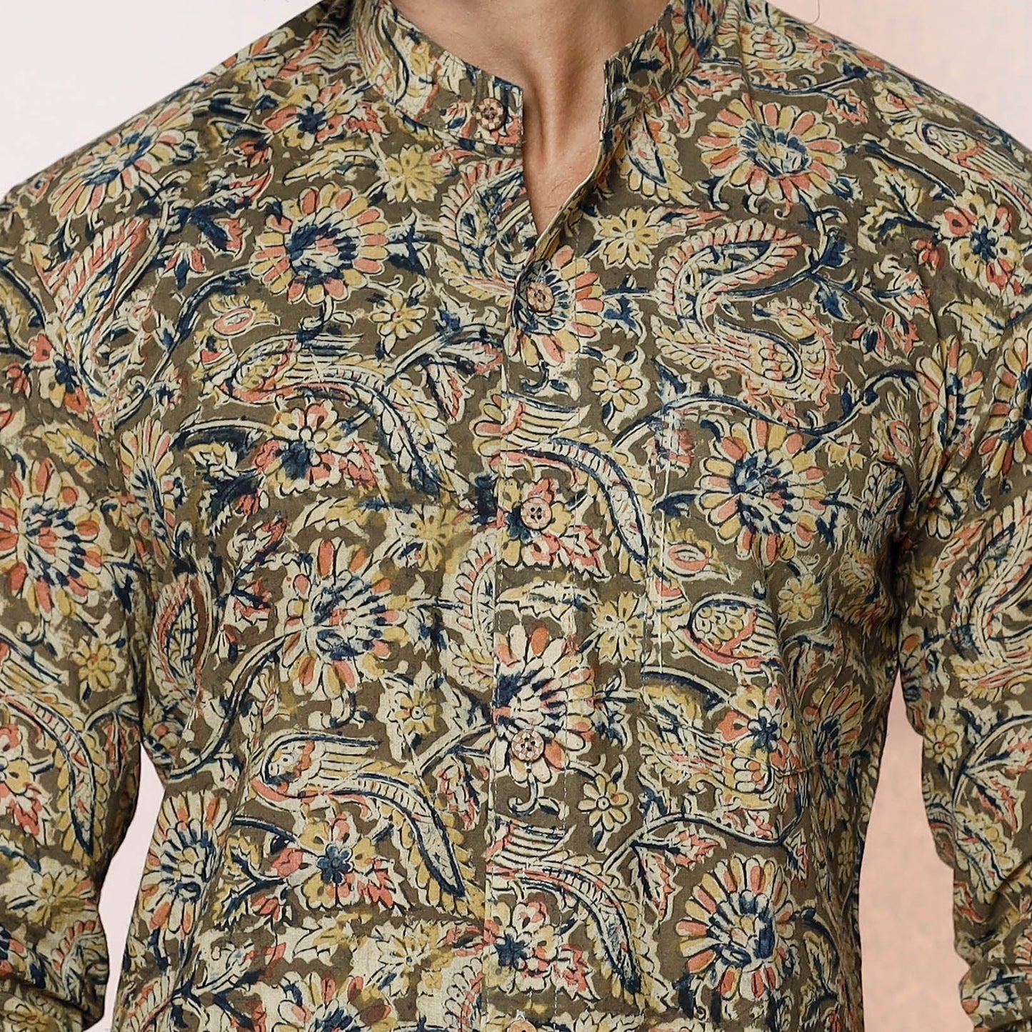 Buy Kalamkari Block Printed Cotton Men Full Sleeve Shirt Online at iTokri.com