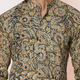 Buy Kalamkari Block Printed Cotton Men Full Sleeve Shirt Online at iTokri.com