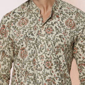 Kalamkari Block Printed Cotton Men Full Sleeve Shirt