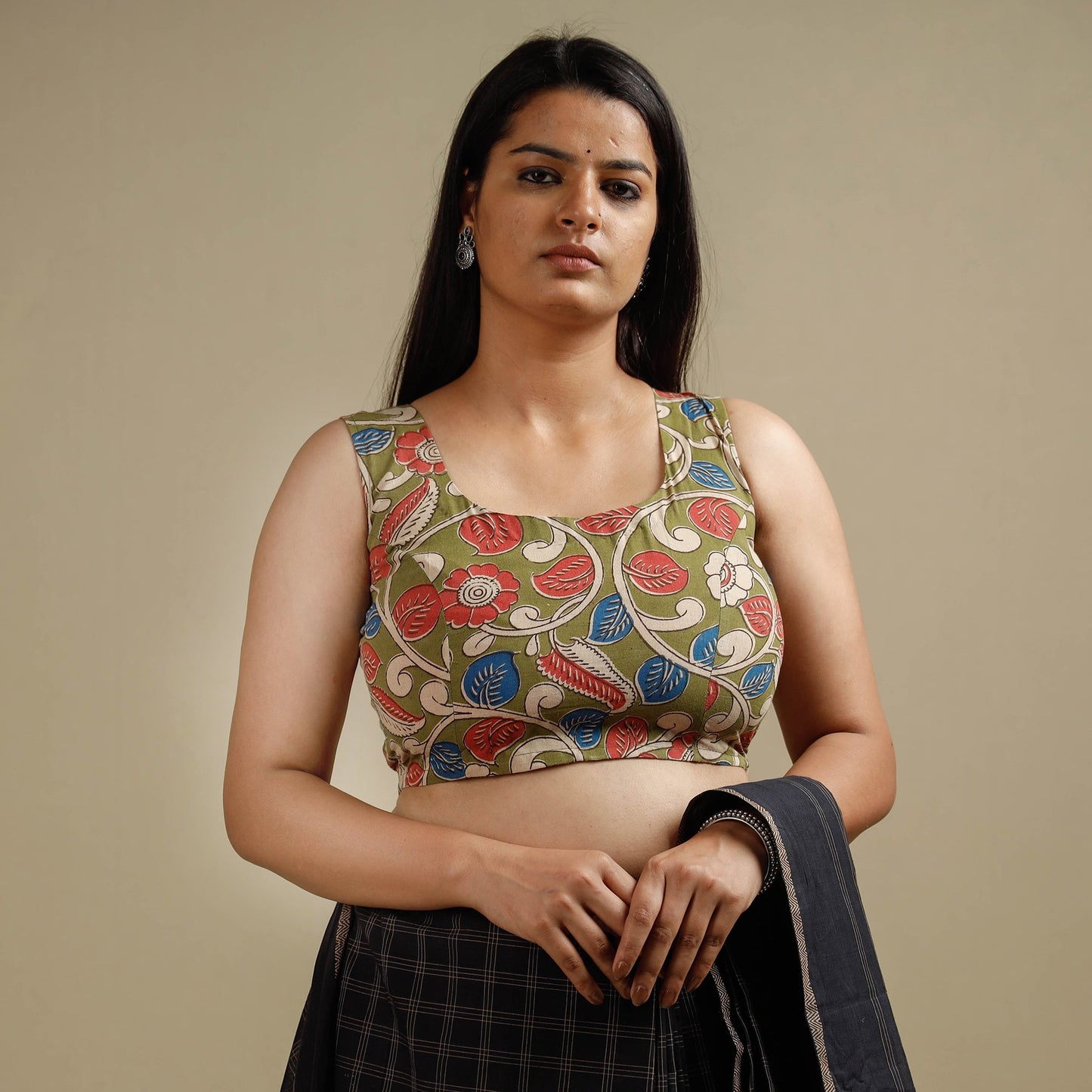 Buy Kalamkari Printed Cotton Stitched Blouse Online at iTokri.com