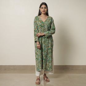  Kalamkari Printed Cotton Straight Kurta For Women