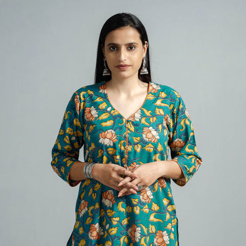  Kalamkari Printed Cotton Straight Kurta For Women