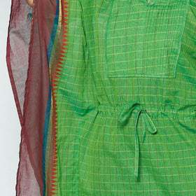  Kanchipuram Checks Cotton Kaftan with Tie-Up Waist (Medium) 