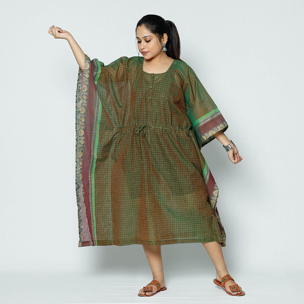 Buy Kanchipuram Checks Cotton Kaftan with Tie-Up Waist (Medium) Online at iTokri.com
