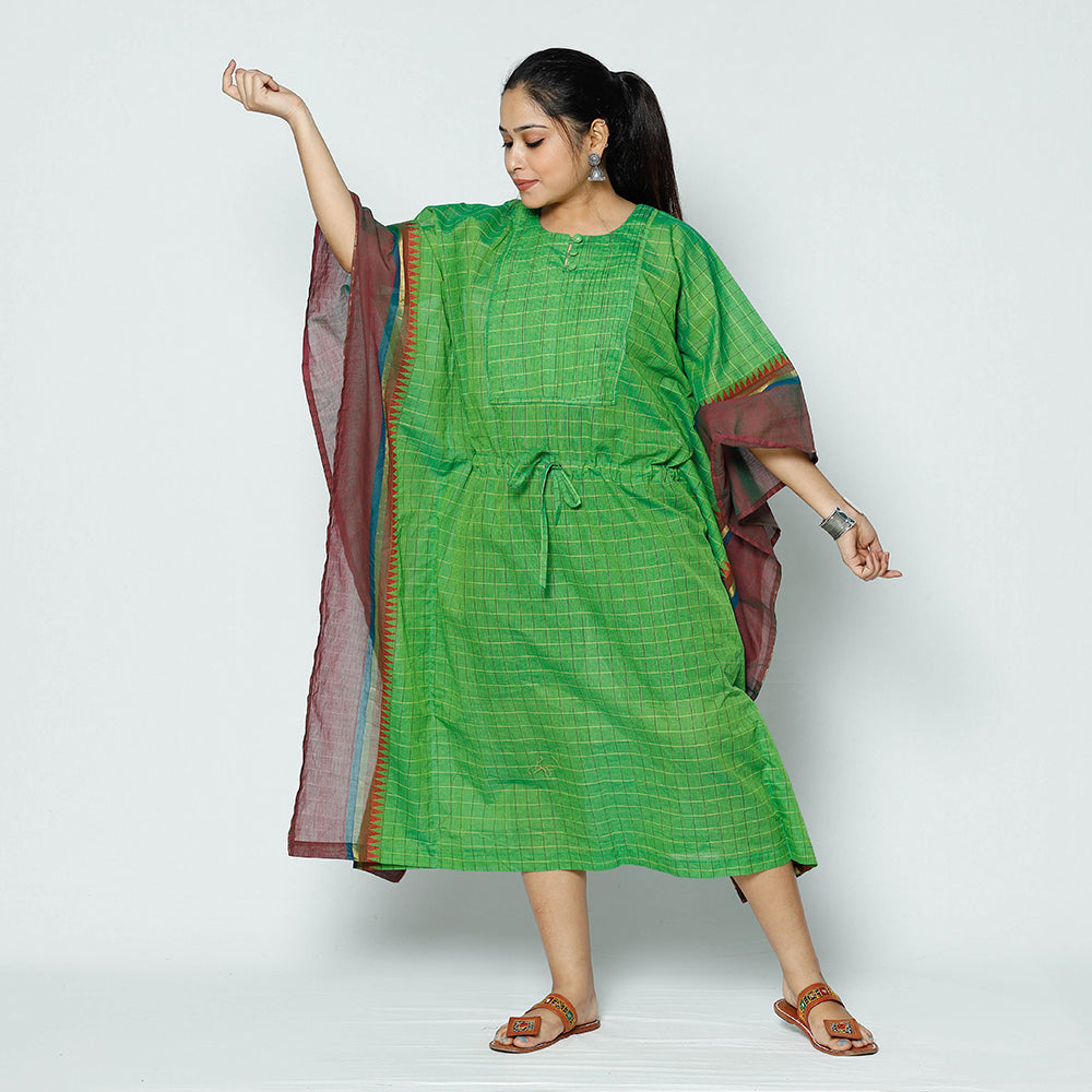  Kanchipuram Checks Cotton Kaftan with Tie-Up Waist (Medium) 